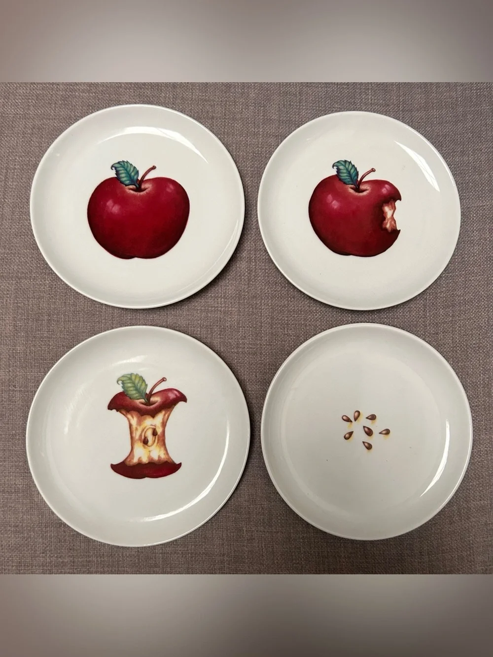 Vtg 1996 4-pcs HOUSE OF LLOYD Disappearing Apple Plate Coll. #0615265